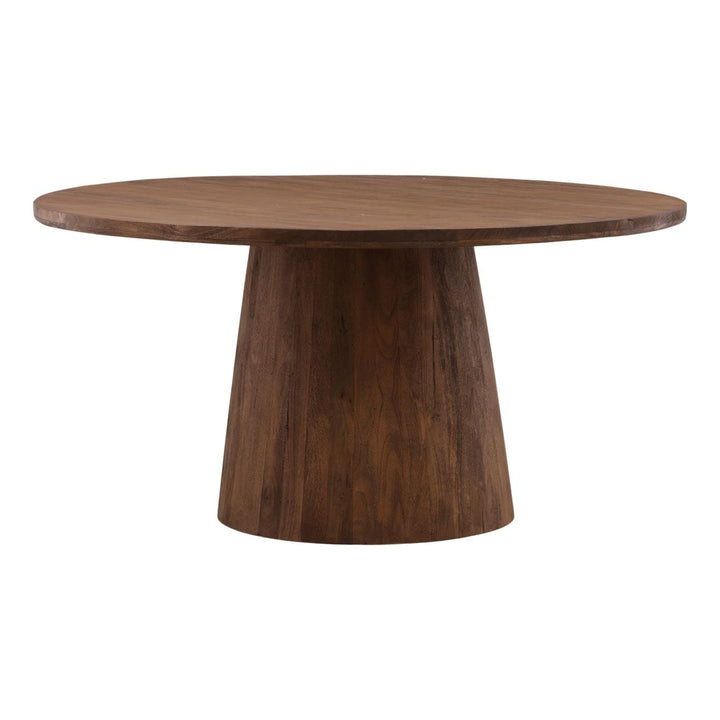 Paxton Brown Mango Wood Dining Table, three-quarter studio view