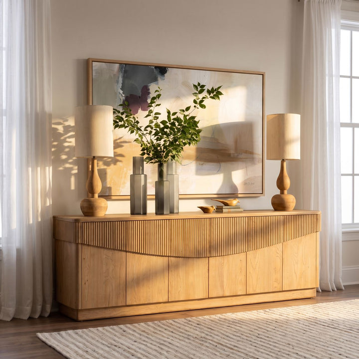 Mira Oak Wood Sideboard, lifestyle view