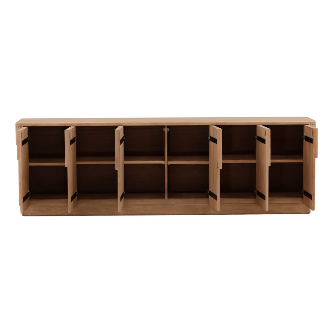 Mira Oak Wood Sideboard, open door view