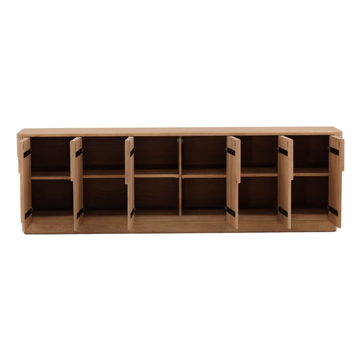 Mira Oak Wood Sideboard, open door view