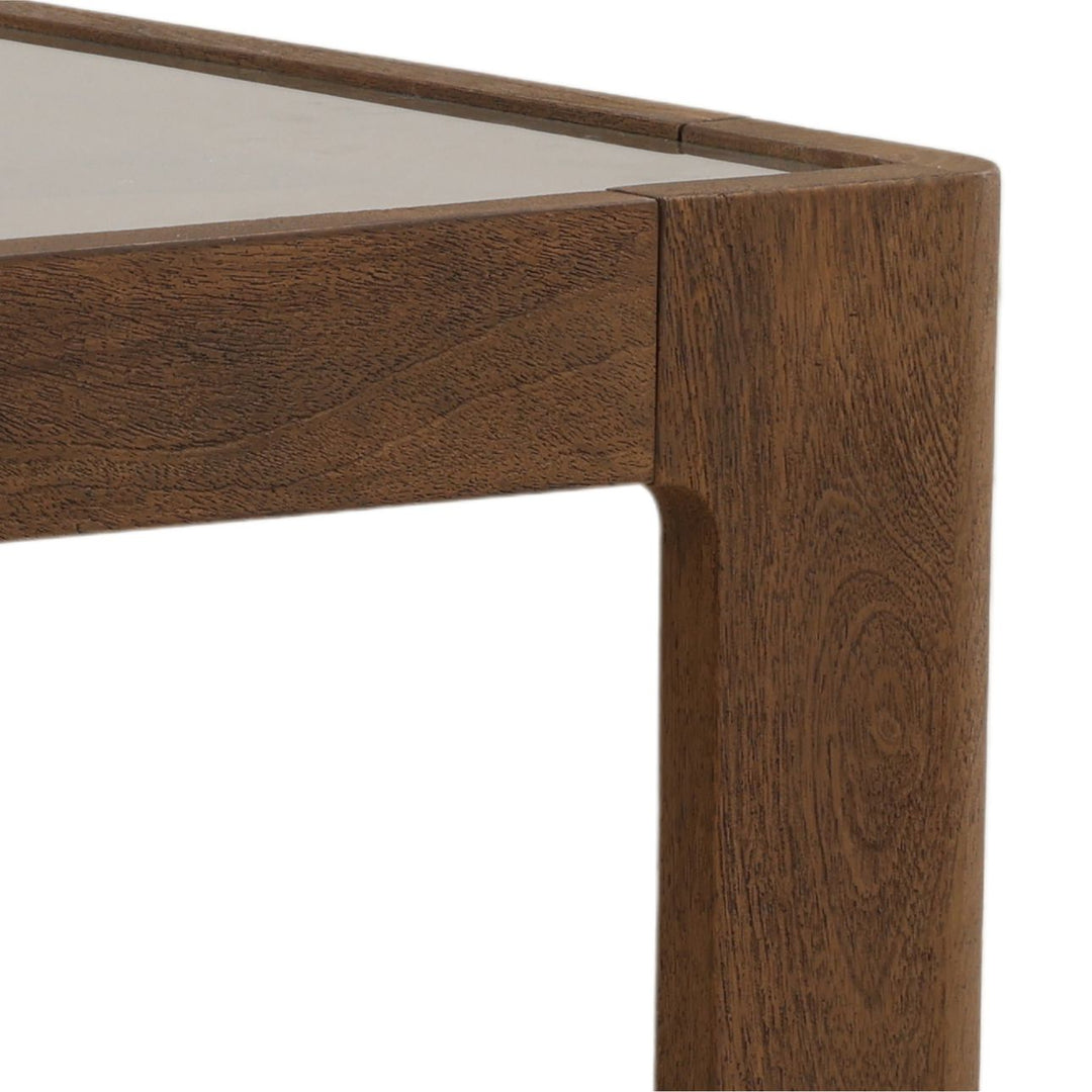 Alden Glass Top Wood Coffee Table, detail 1 view