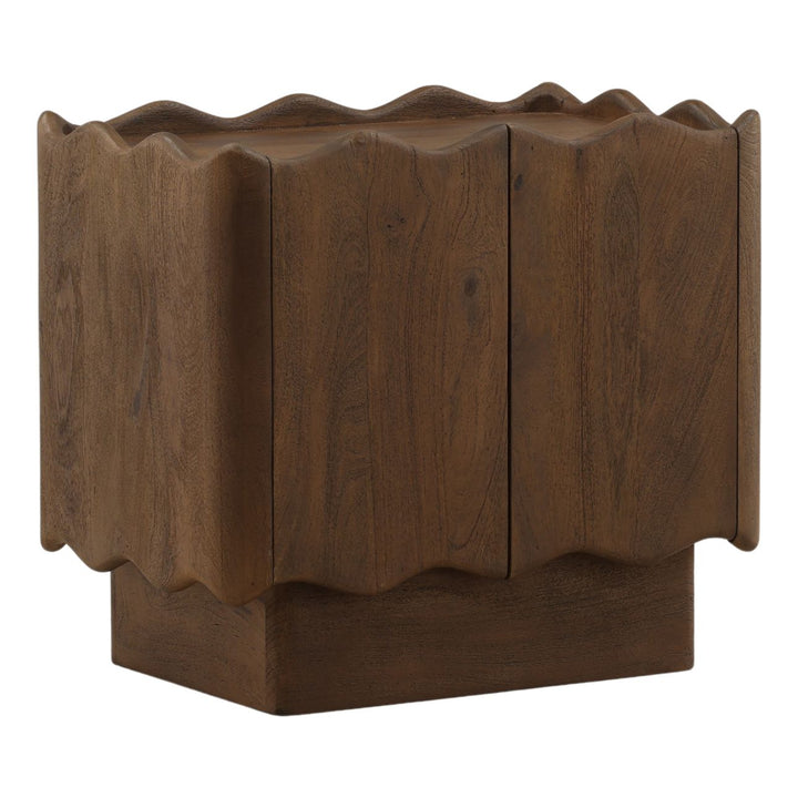 Aubrey Mango Wood Nightstand, three-quarter studio view