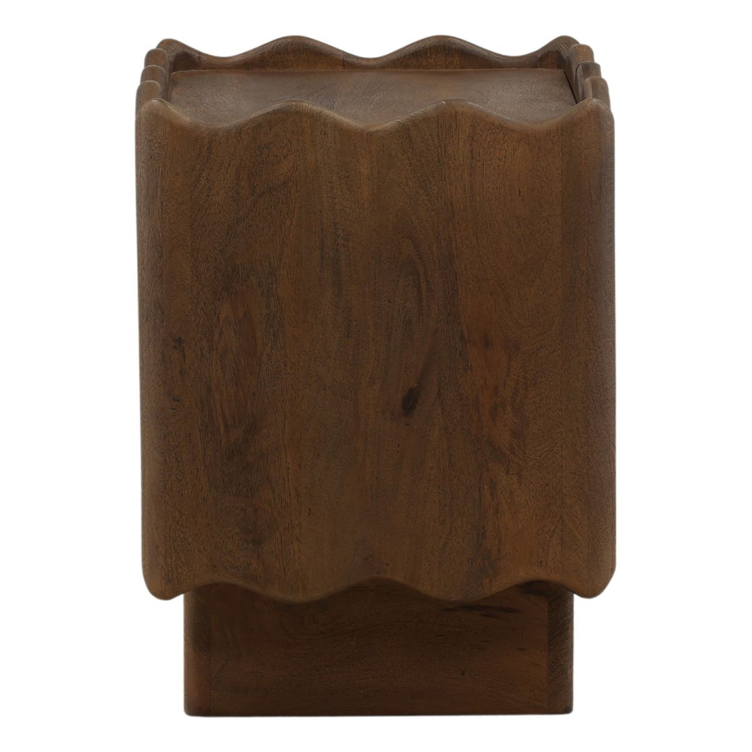 Aubrey Mango Wood Nightstand, profile view