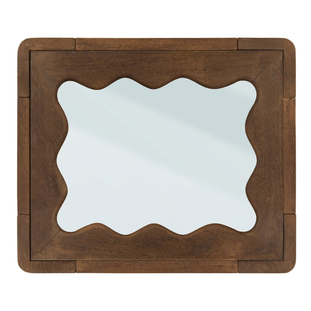 Alden Glass Top Wood Side Table, overhead view