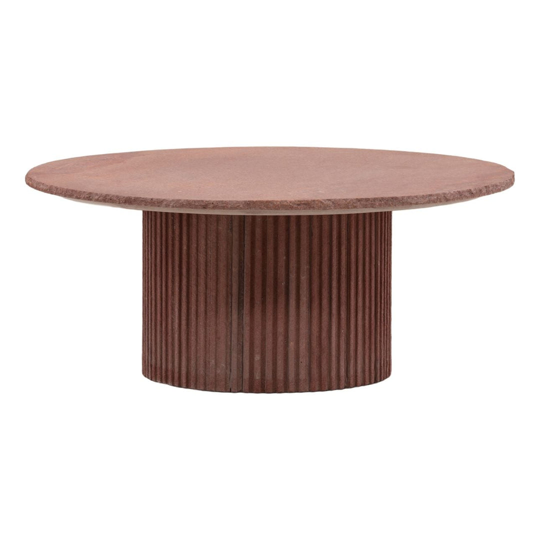 Terra Sandstone Outdoor Coffee Table, three-quarter studio view