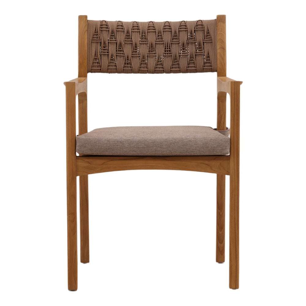 Sora Brown Rattan Outdoor Dining Chair, front view
