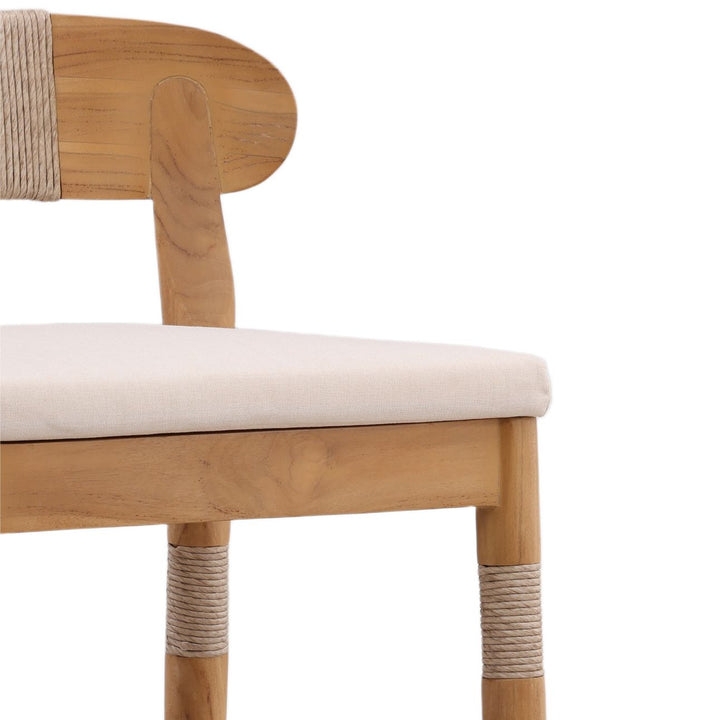 Lunelle Sand Woven Teak Outdoor Bar Stool, detail 2 view
