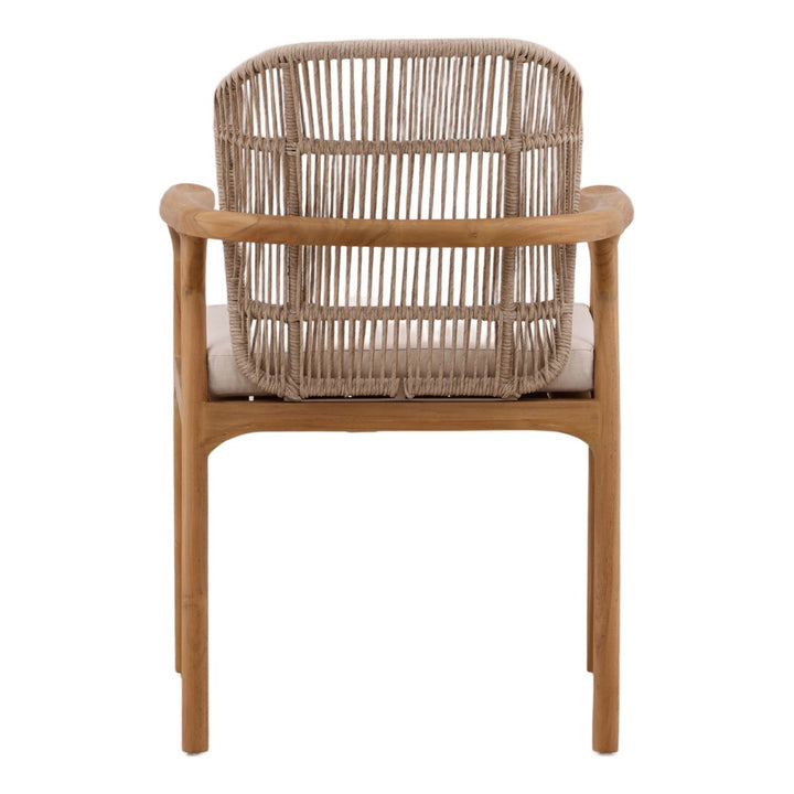 Cove Rattan and Teak Outdoor Dining Chair, back view
