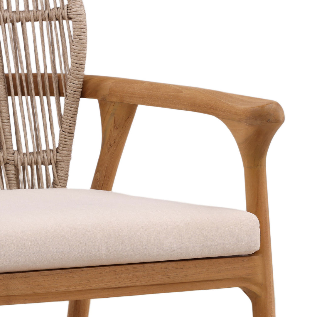 Cove Rattan and Teak Outdoor Dining Chair, detail 2 view