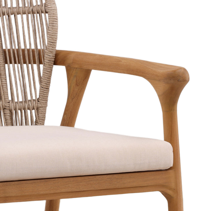 Cove Rattan and Teak Outdoor Dining Chair, detail 2 view