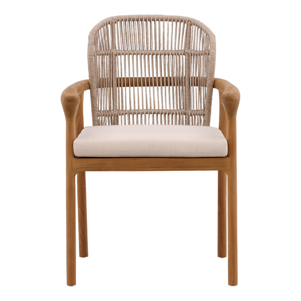 Cove Rattan and Teak Outdoor Dining Chair, front view