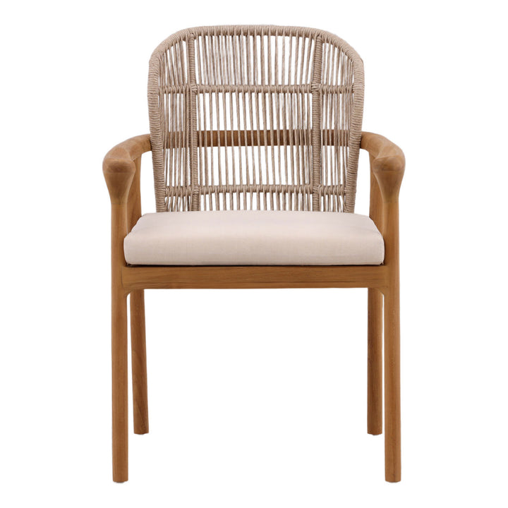Cove Rattan and Teak Outdoor Dining Chair, front view