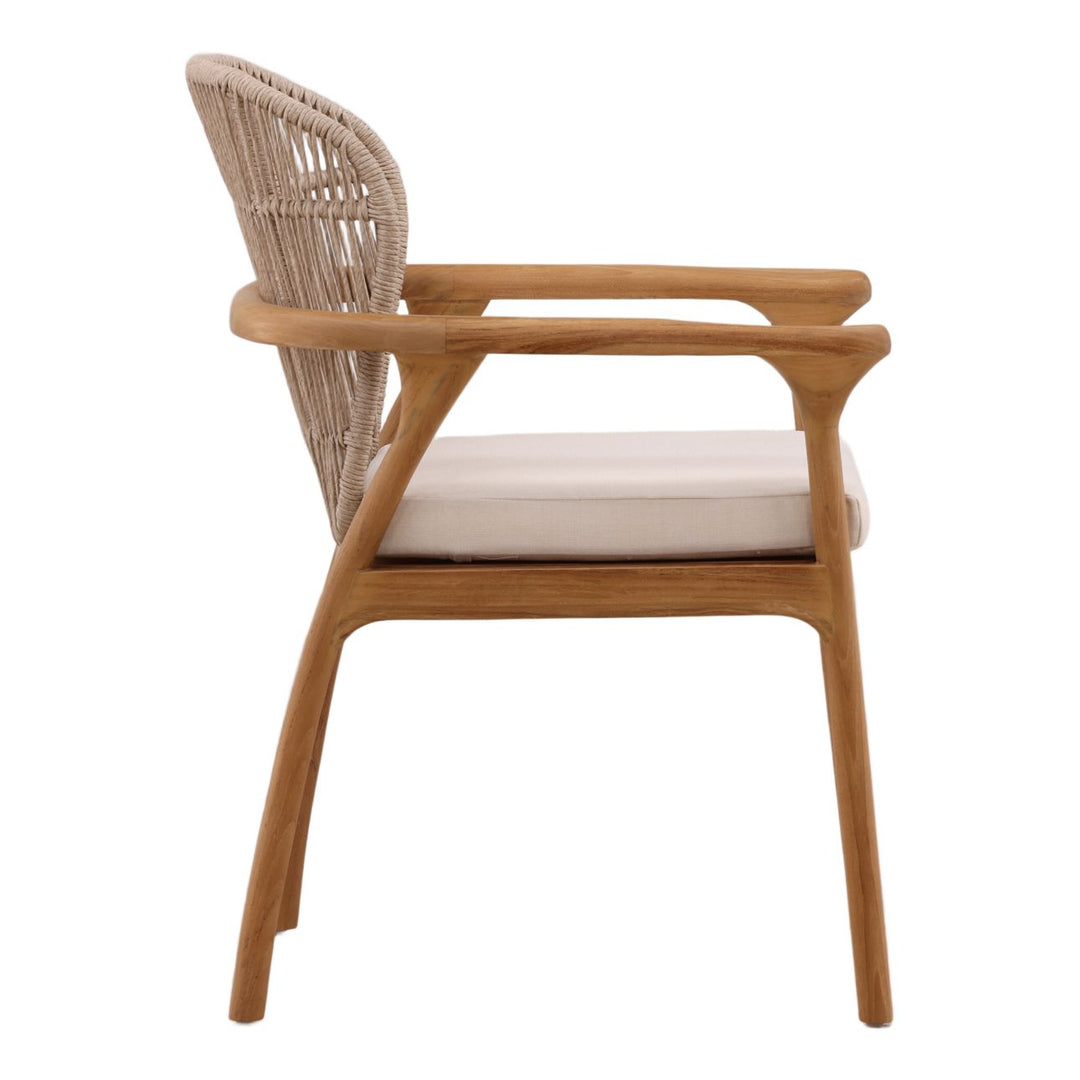 Cove Rattan and Teak Outdoor Dining Chair, profile view