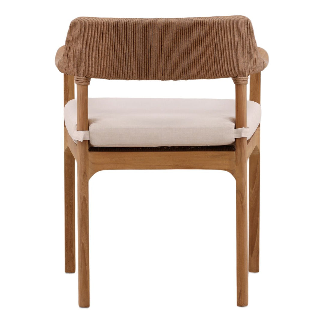 Vera Rattan and Teak Outdoor Dining Chair, back view