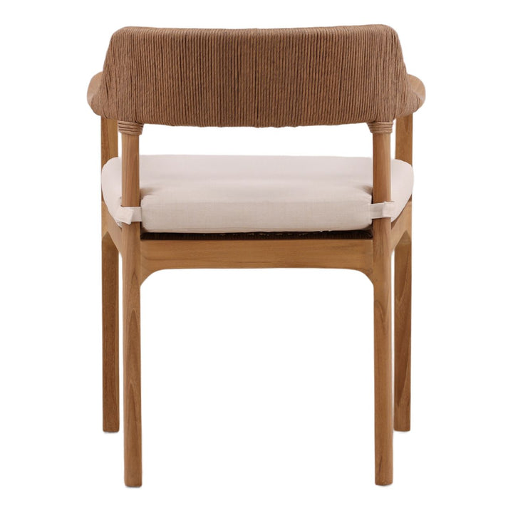 Vera Rattan and Teak Outdoor Dining Chair, back view