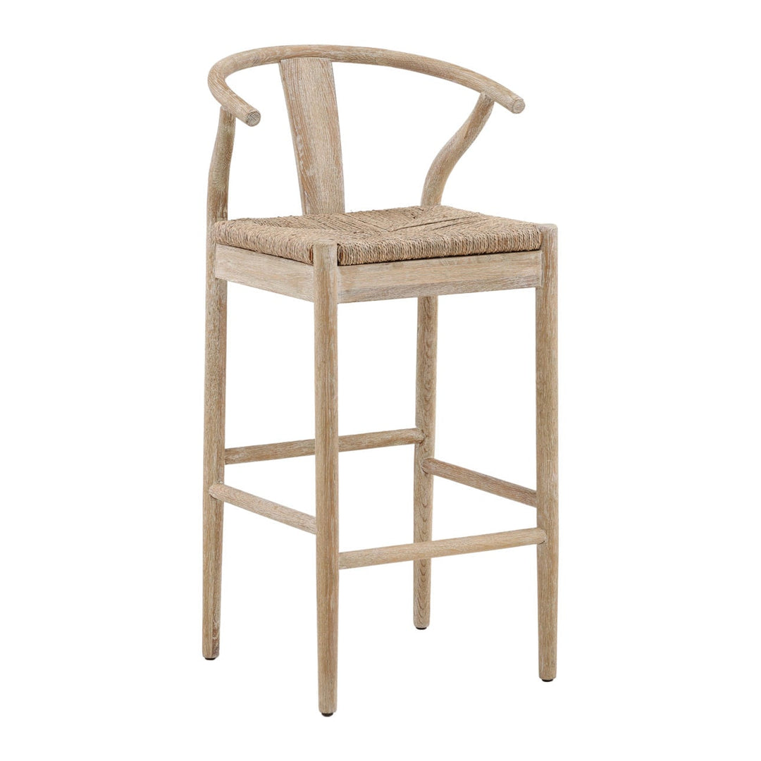 Moyelle Seagrass Oak Bar Stool, three-quarter studio view