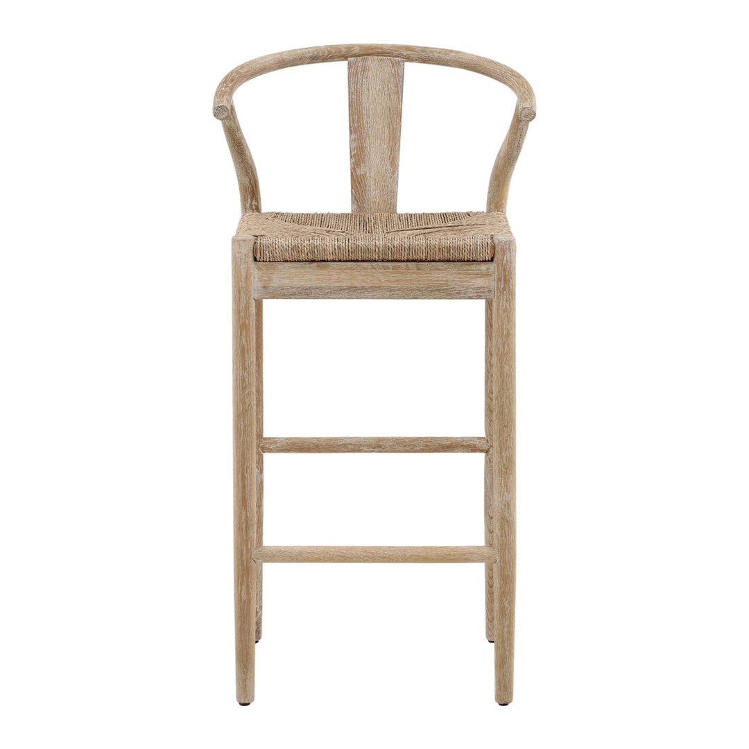 Moyelle Seagrass Oak Bar Stool, front view