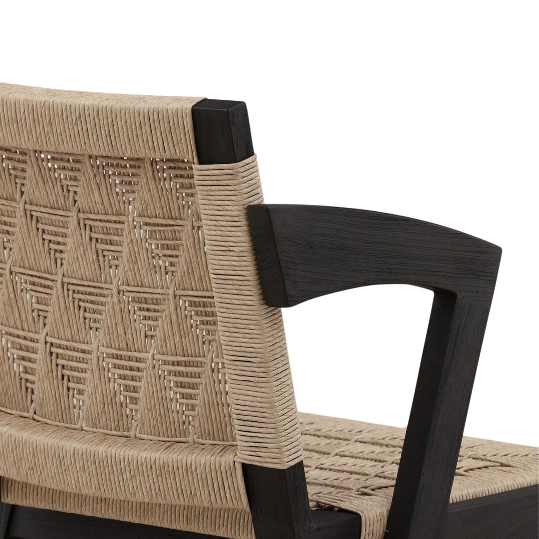 Deira Sand and Black Wicker Dining Chair, detail 3 view