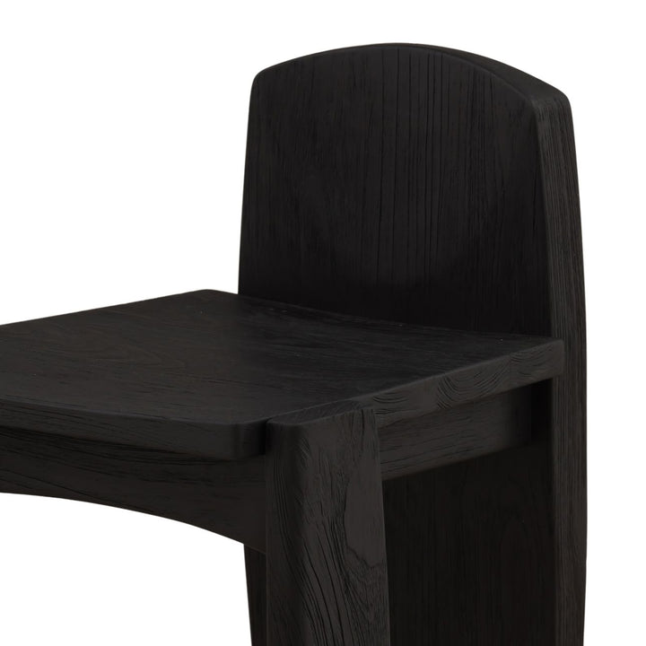 Beck Black Teak Stool, detail 2 view