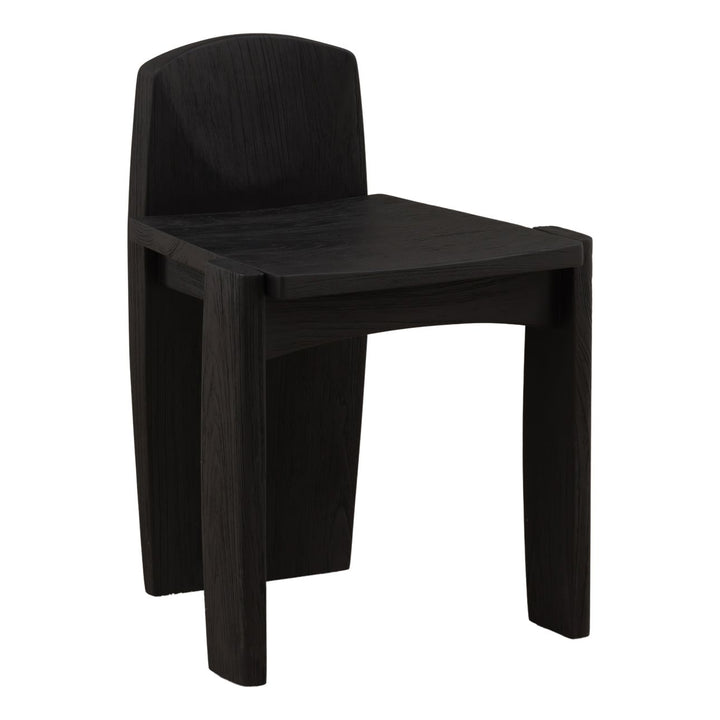 Beck Black Teak Stool, three-quarter studio view