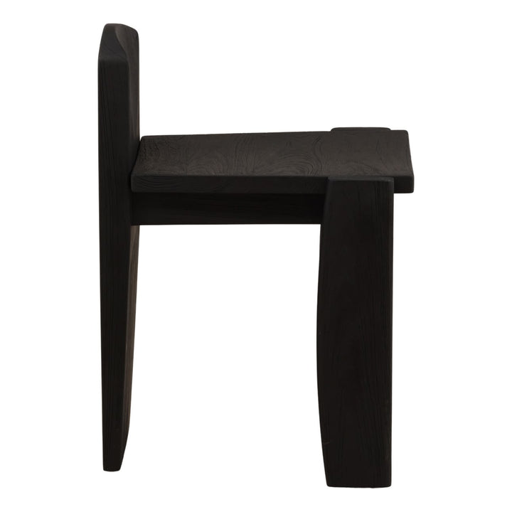 Beck Black Teak Stool, profile view