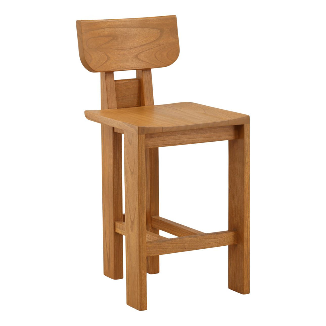 Fynelle Natural Mindi Counter Stool, three-quarter studio view