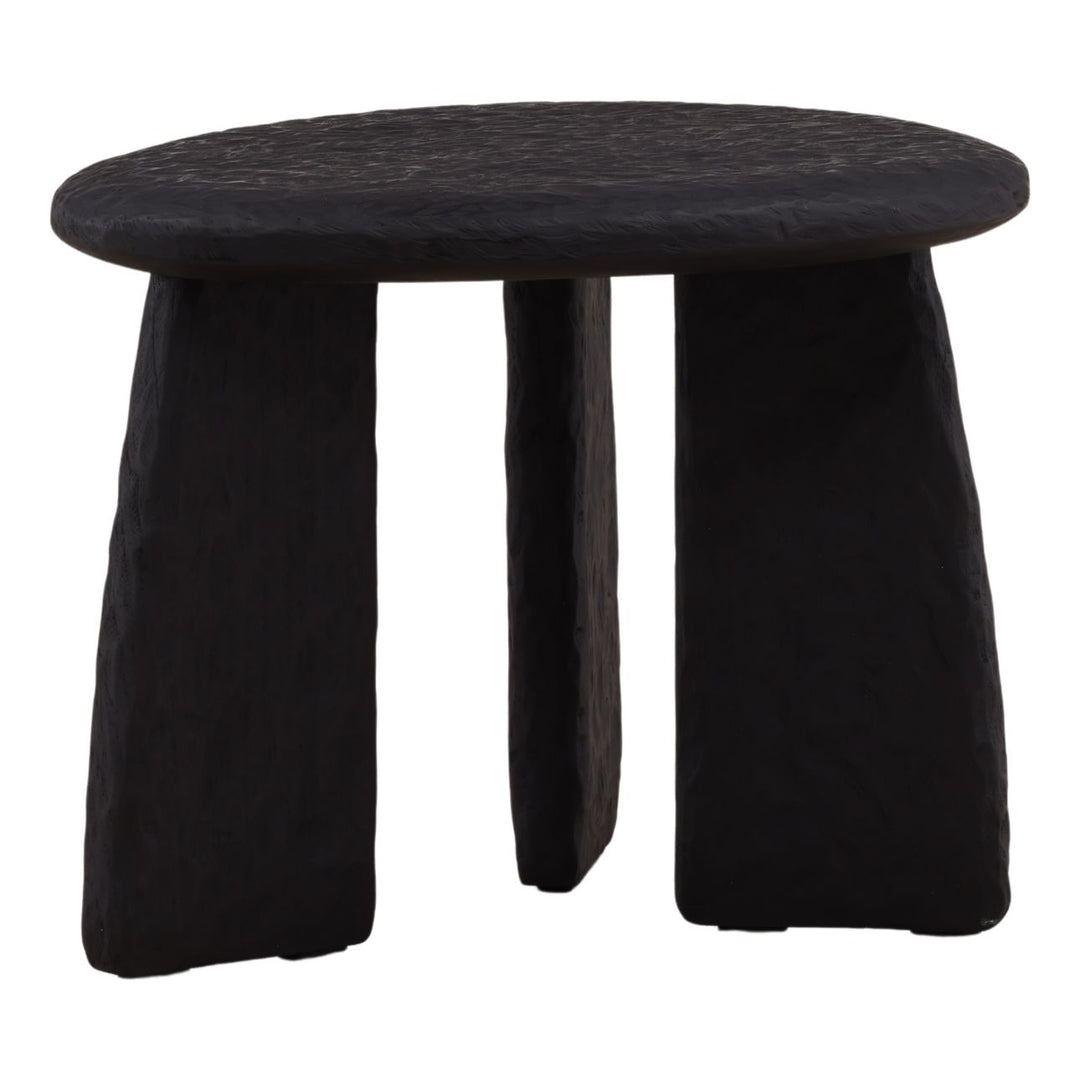 Nero Black Wood Side Table, three-quarter studio view