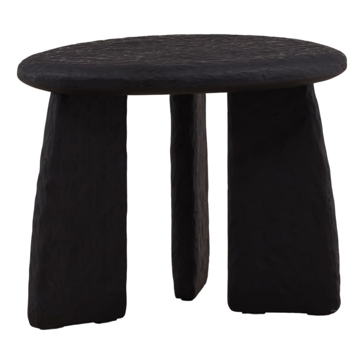 Nero Black Wood Side Table, three-quarter studio view
