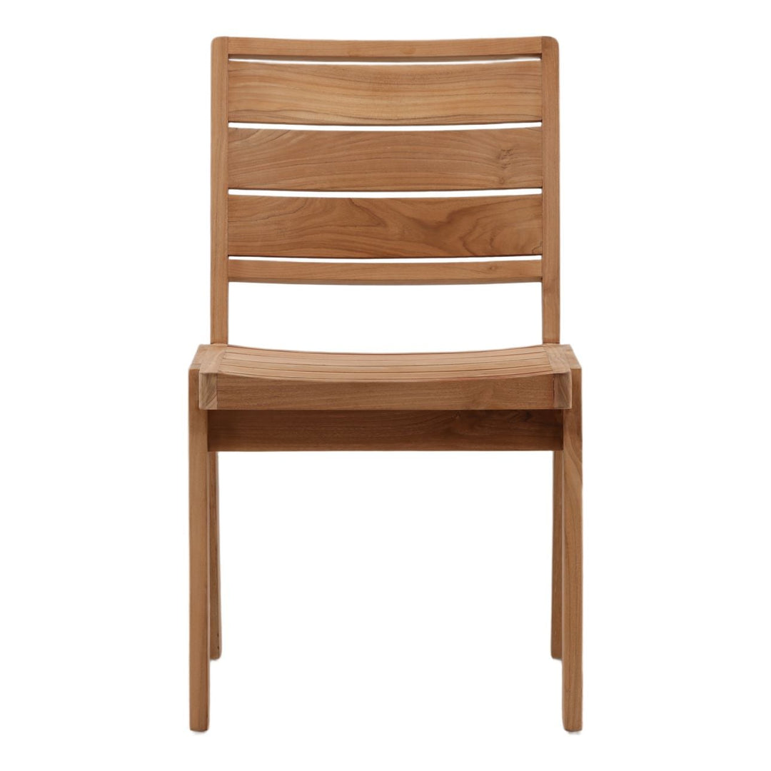 Yana Natural Teak Outdoor Dining Chair, front view