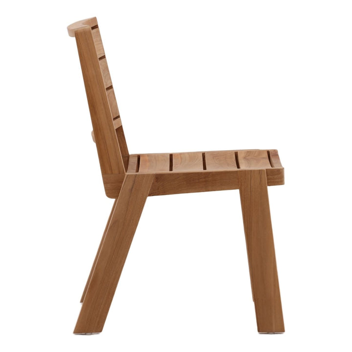 Yana Natural Teak Outdoor Dining Chair, profile view