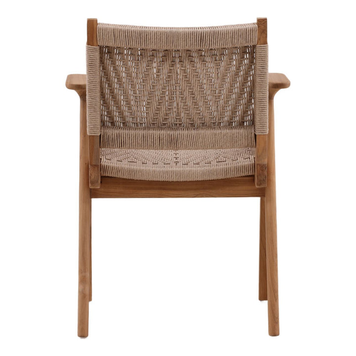 Liora Rope and Teak Outdoor Dining Chair, back view