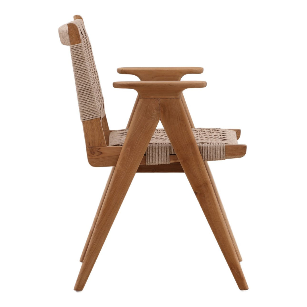 Liora Rope and Teak Outdoor Dining Chair, profile view