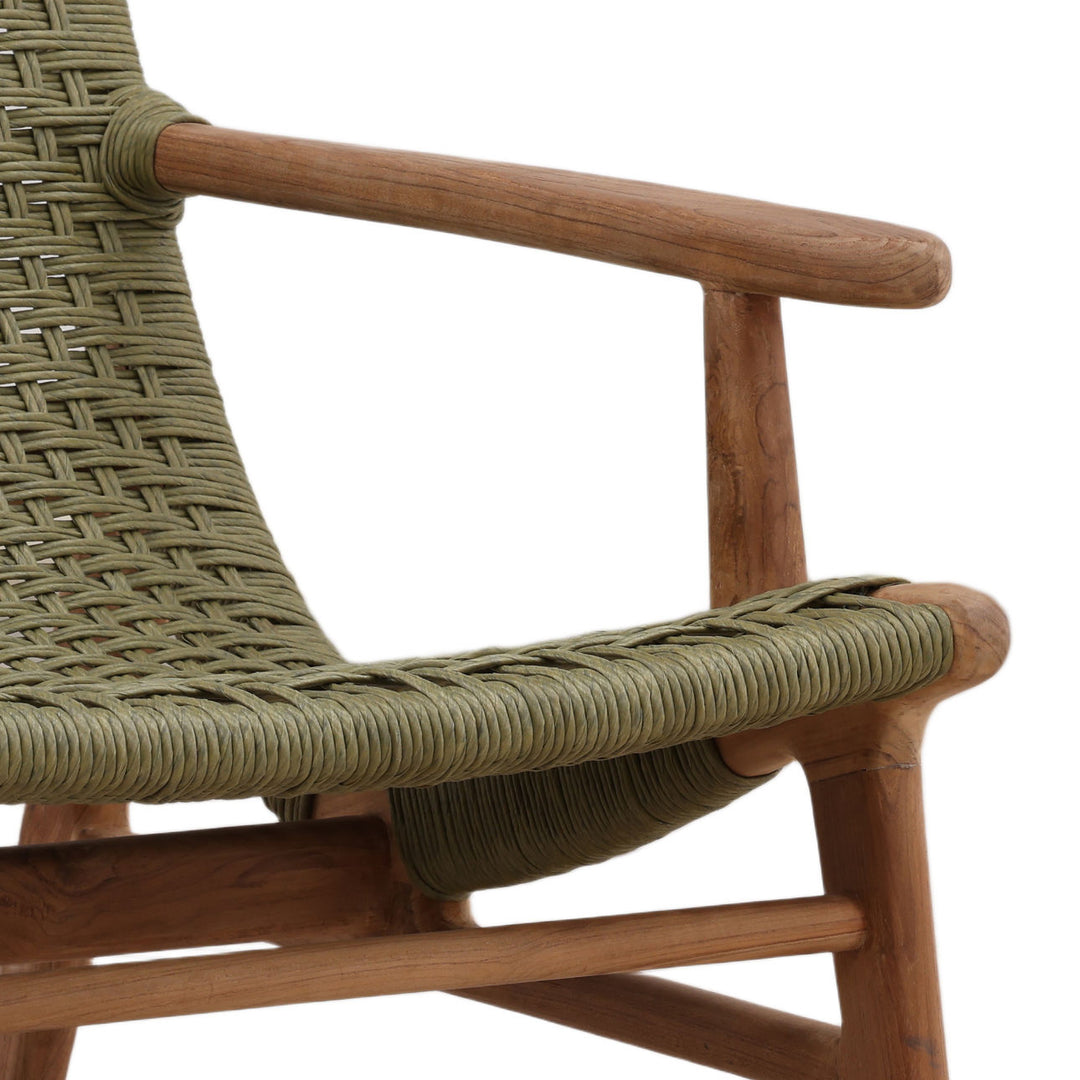 Verdan Green Rope Outdoor Lounge Chair, detail 2 view
