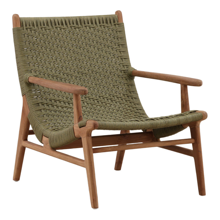 Verdan Green Rope Outdoor Lounge Chair, three-quarter studio view