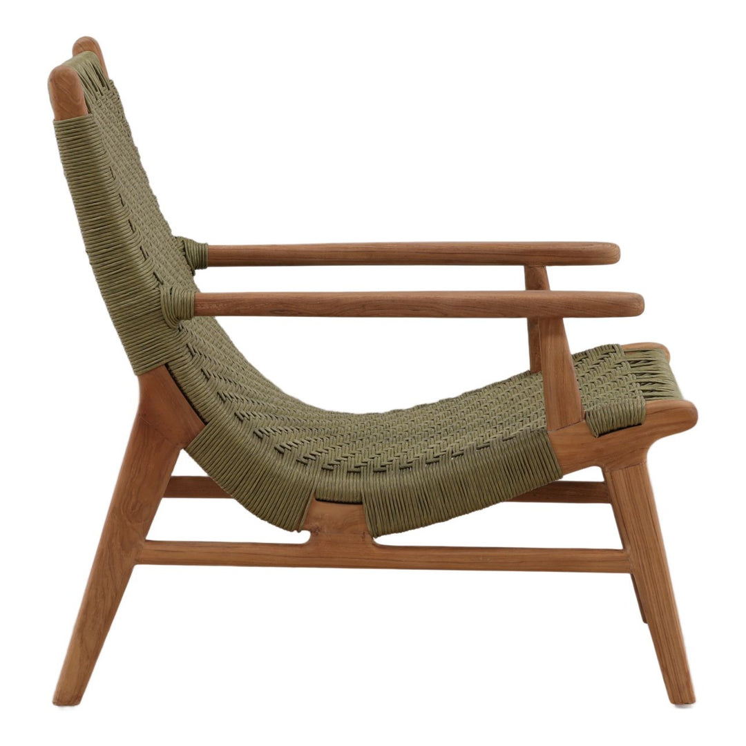 Verdan Green Rope Outdoor Lounge Chair, profile view