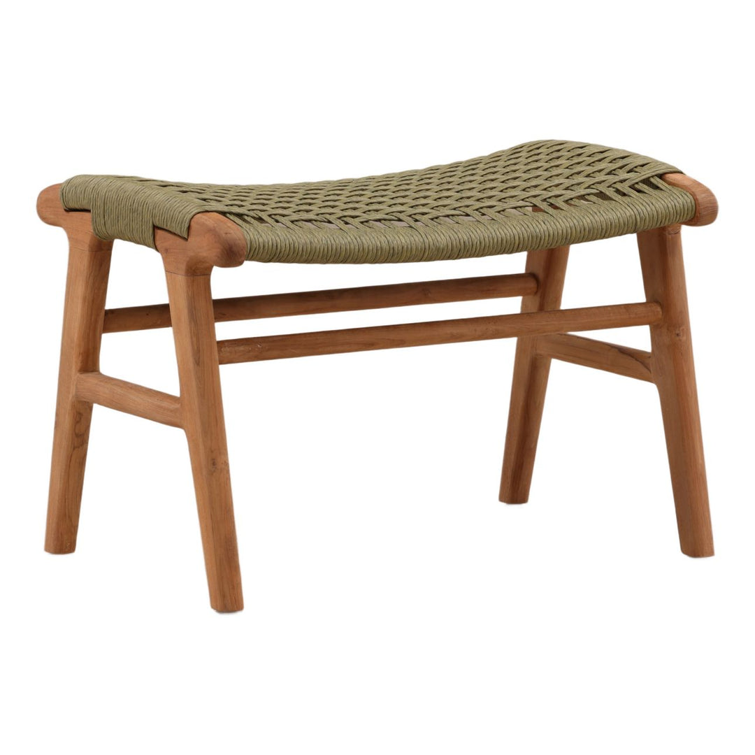 Vertren Green Rope Outdoor Ottoman, three-quarter studio view