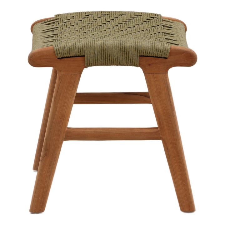 Vertren Green Rope Outdoor Ottoman, profile view