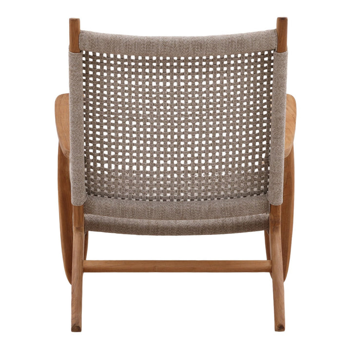 Yarden Rope and Teak Outdoor Lounge Chair, back view