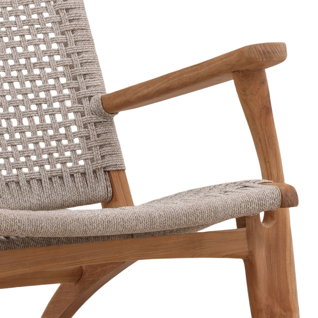 Yarden Rope and Teak Outdoor Lounge Chair, detail 2 view