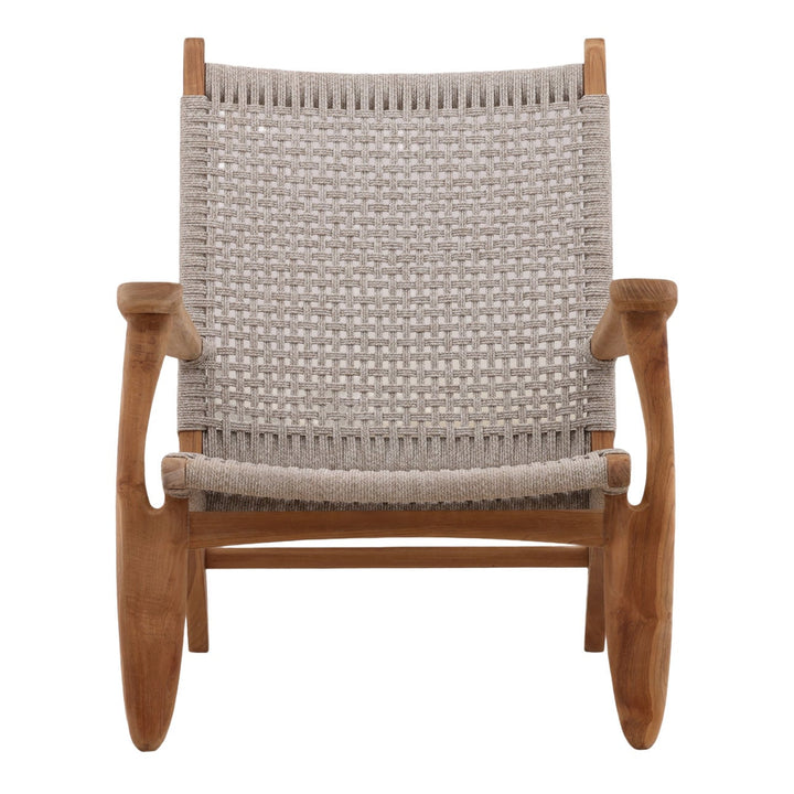 Yarden Rope and Teak Outdoor Lounge Chair, front view