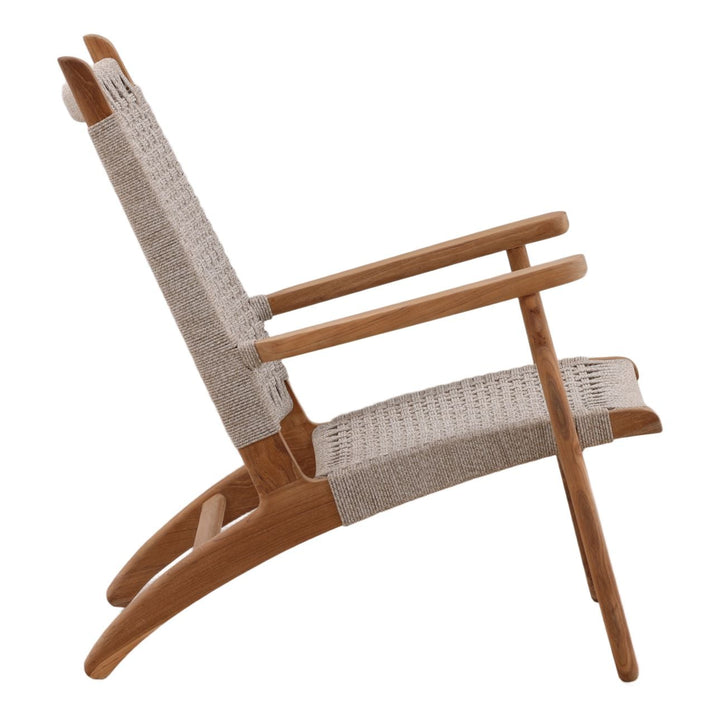 Yarden Rope and Teak Outdoor Lounge Chair, profile view