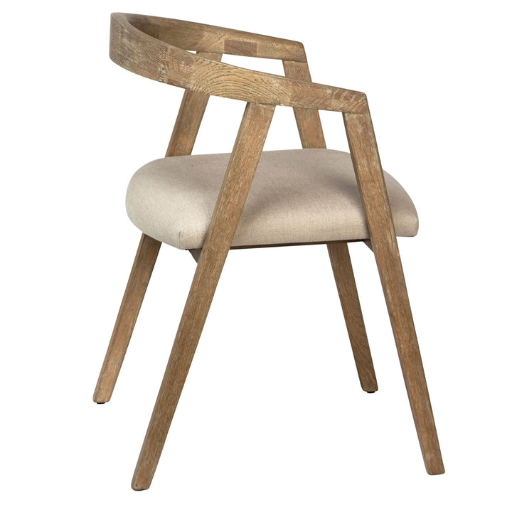 Jens Oak and Linen Dining Chair, back three quarter view