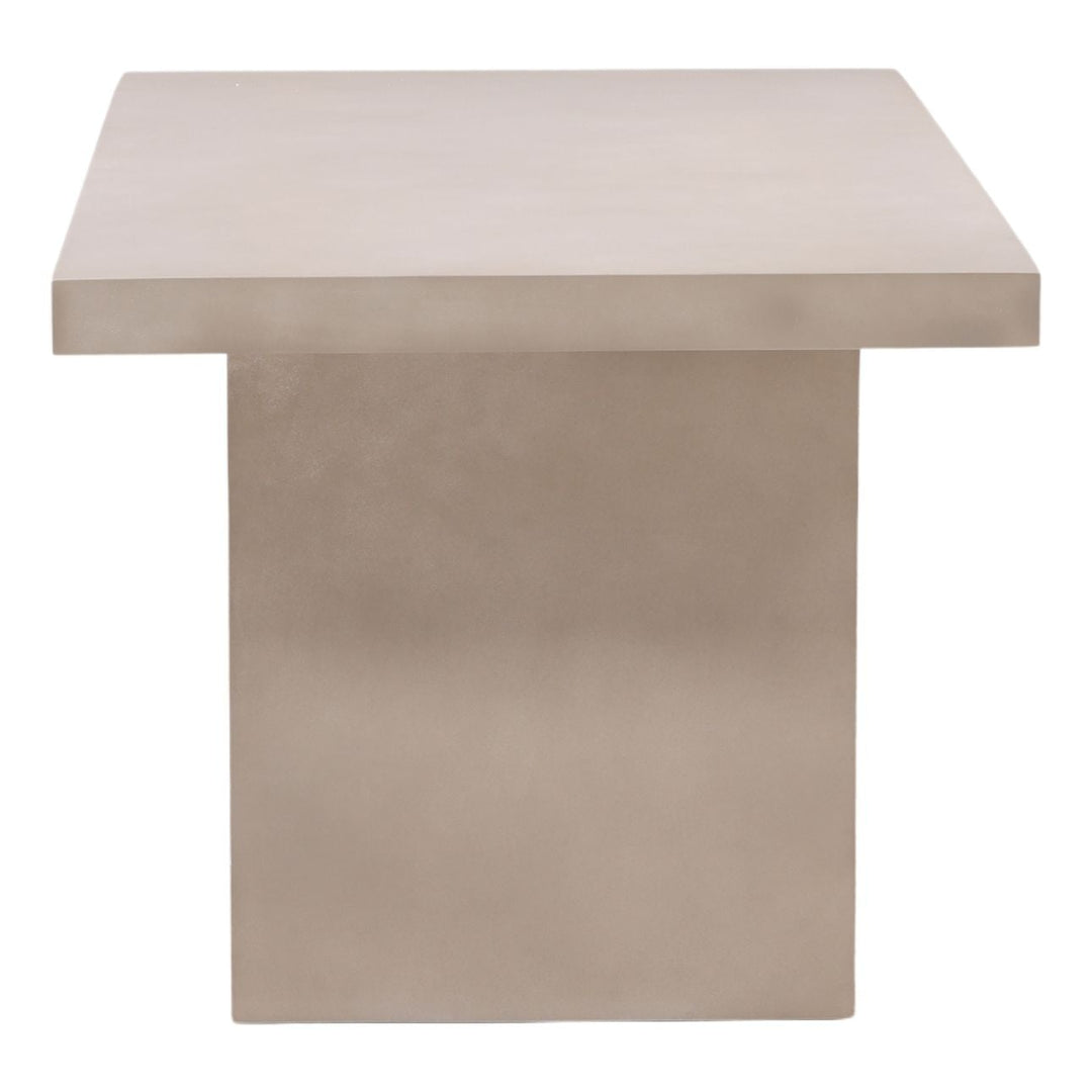 Santos Sand Concrete Outdoor Dining Table, profile view