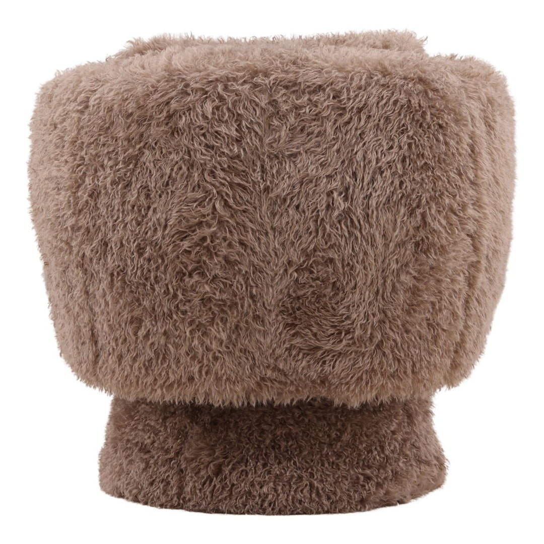 Mariella Taupe Faux Fur Swivel Chair, back view