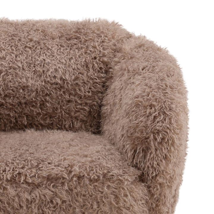 Mariella Taupe Faux Fur Swivel Chair, detail 2 view