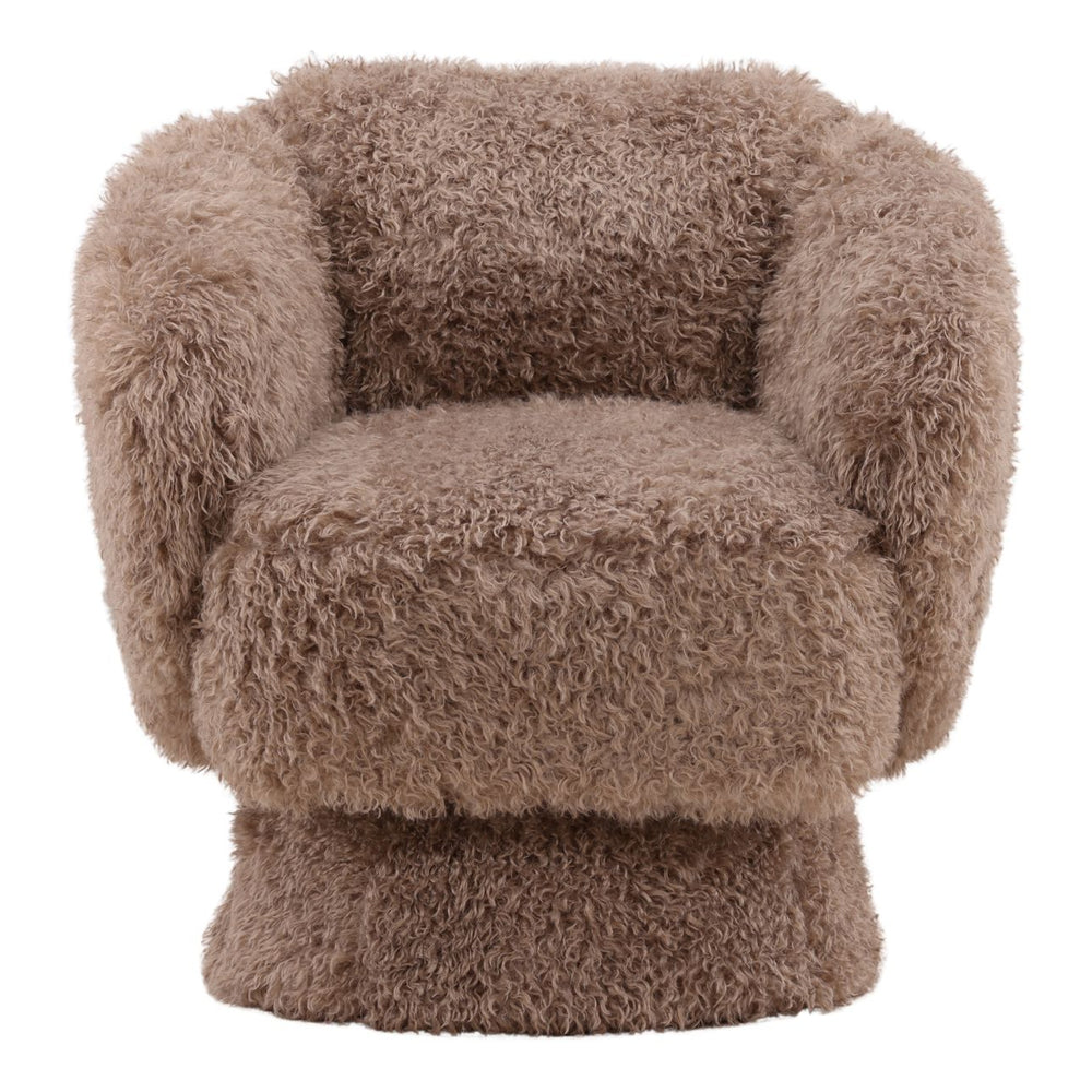 Mariella Taupe Faux Fur Swivel Chair, front view