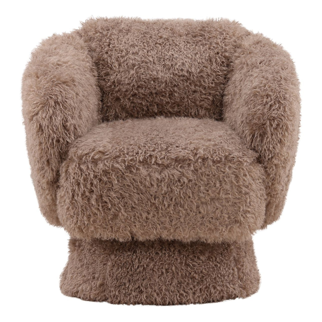 Mariella Taupe Faux Fur Swivel Chair, front view