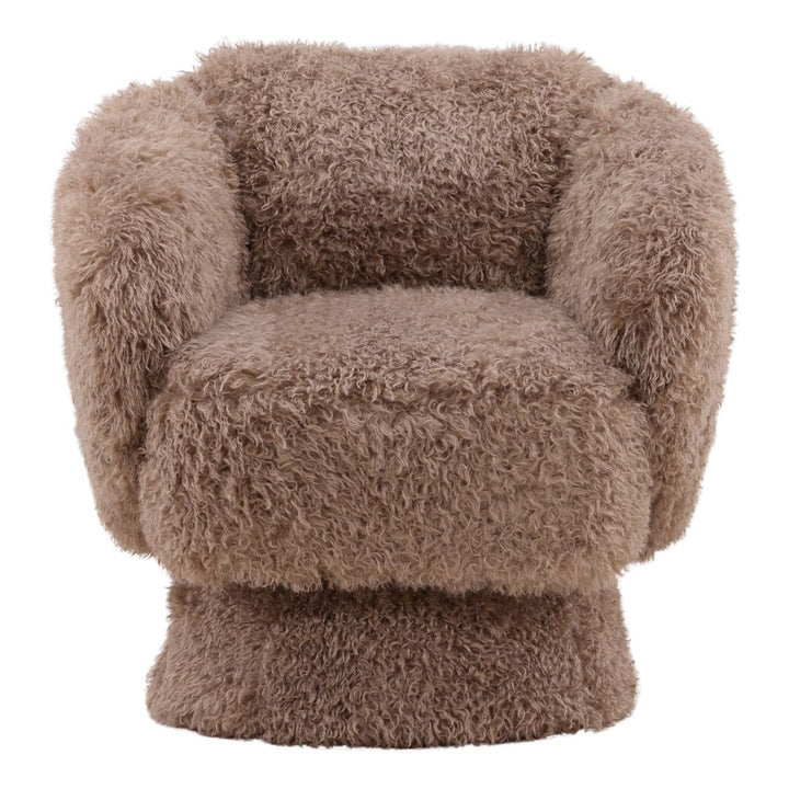 Mariella Taupe Faux Fur Swivel Chair, front view