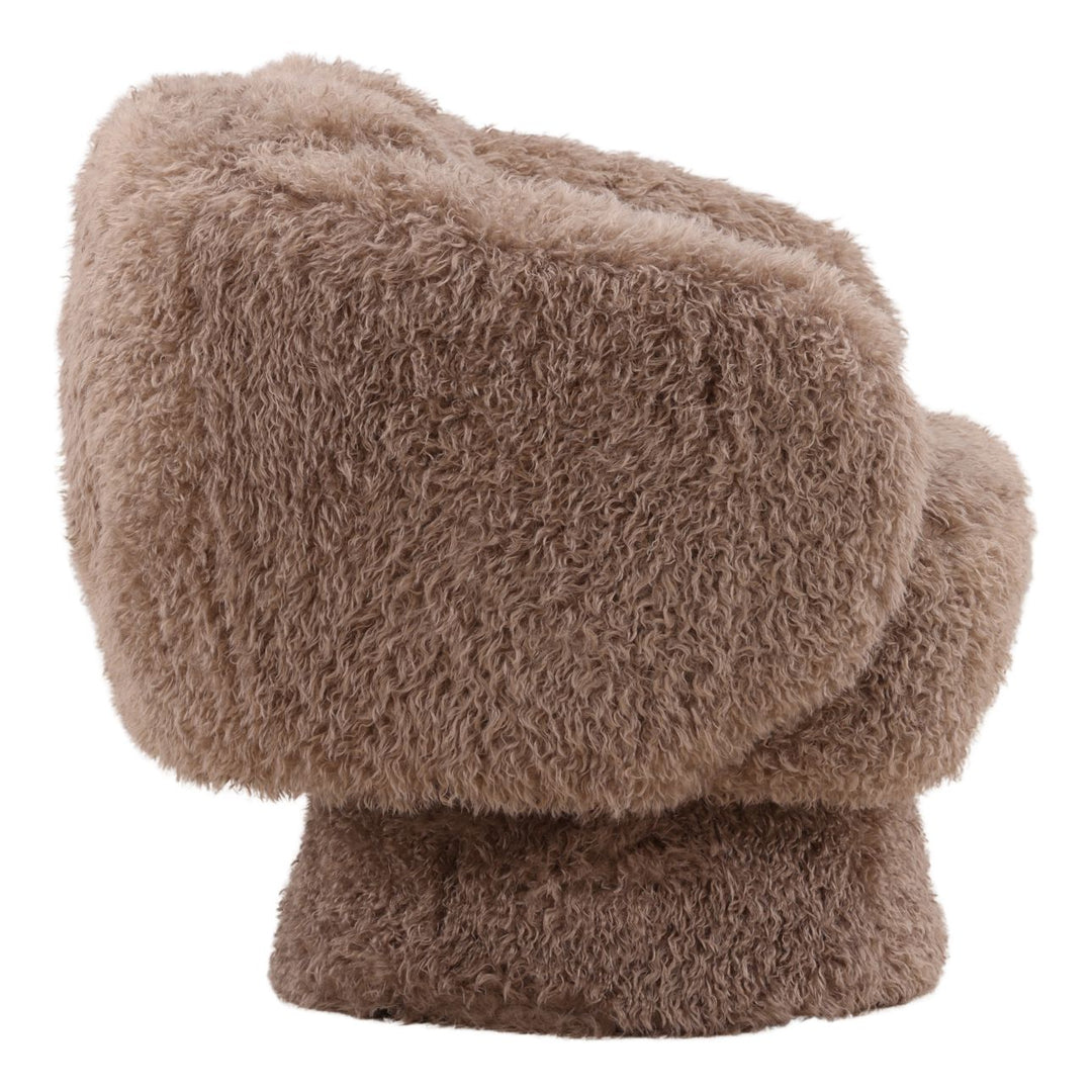 Mariella Taupe Faux Fur Swivel Chair, profile view