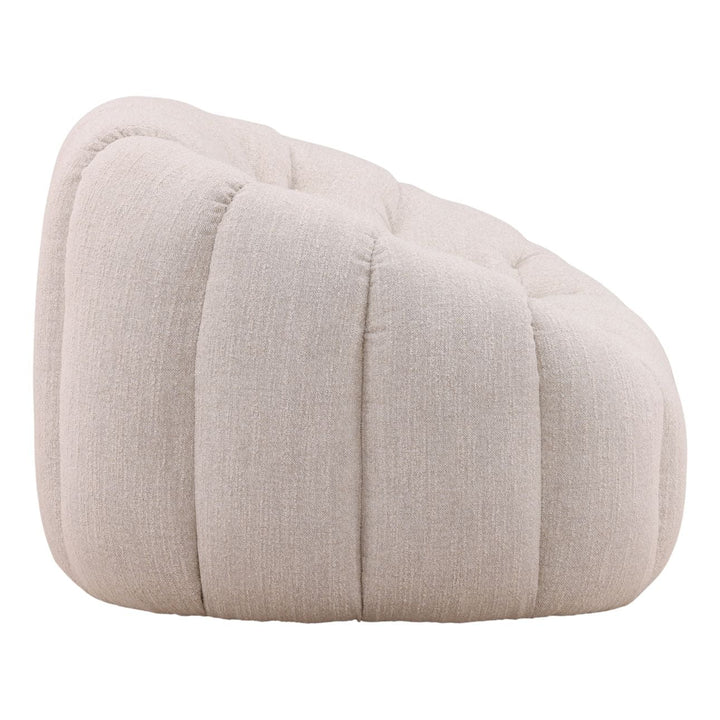 Romen Textured Upholstery Swivel Chair, Cream, profile view